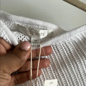 Anthropologie Flat White One-Shoulder Crochet Mini Dress thumbnail 6
