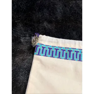 Tory Burch Dust Bag 11.5"X15" White turquoise trim thumbnail 2
