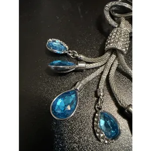 Water Drop Keychain Purse Charm Diamond Blue Crystal Key Ring Holder thumbnail 4