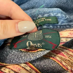 Vintage Orvis Aztec Blanket Lined‎ Denim Chambray Jacket Size Large thumbnail 5