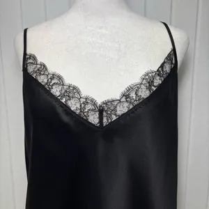 Lauren Ralph Lauren Black Silk Satin Lace Trim Camisole Top Size‎ 12 thumbnail 4