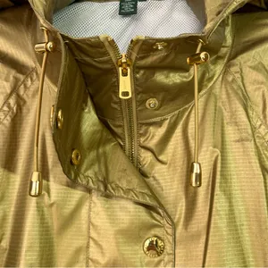 Lauren Ralph Lauren, gold metallic windbreaker. With hood and lined thumbnail 11