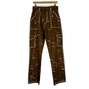 NWT PrettyLittleThing Cargo Pants Womens 6 Paint Splatter Streetwear Y2K Edgy thumbnail 3