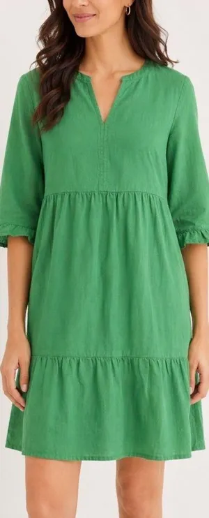 J. Jill Jardin Fern Green Linen Mixed Quarter Women Dress Size Médium NWOT thumbnail 2
