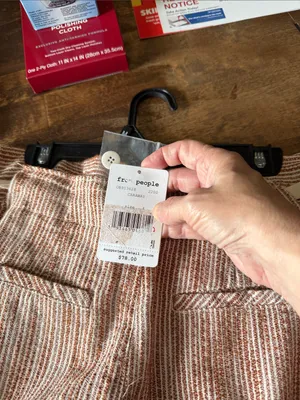 FREE PEOPLE Caraway Tapered Striped Cotton Pants Size 4 NWT Boho Coastal Casual thumbnail 6