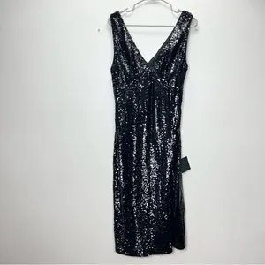 NWT Lulus Shimmering Nights Black Sequin Sleeveless Midi Dress LARGE‎ thumbnail 5