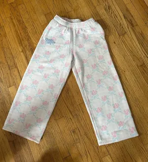 💙 Happy Camp3r Laced With Love Floral Bow Sweatpants 💙 BRAND NEW— SOLD OUT thumbnail 1