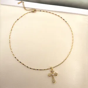CZ Cross Pendant Necklace for Women thumbnail 5