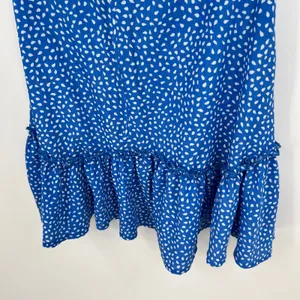 Hello Molly Blue Print Lorelai Mini Dress ruffle sleeve tie front flirty medium thumbnail 8