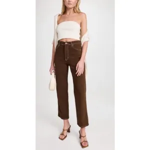 Reformation • Cowboy Straight Chocolate Wash Jeans with White Stitching thumbnail 9