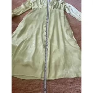 Frnch Paris Lime Green Satin Midi Dress Size L Long Sleeve Button Front thumbnail 3