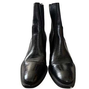 Hunt Club Cheyenne Chelsea Boots‎ Sz 8.5 Black Leather Crocodile Western Heeled thumbnail 2