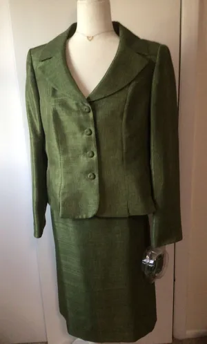 Le Suit Skirt Suit Sage Green- Size 12- Nwot thumbnail 1