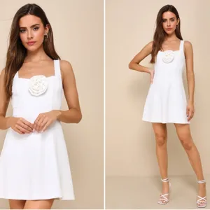 LULU's Classy Bridal Shower Bachelorette Engagement Sexy Rosette Mini Dress thumbnail 2