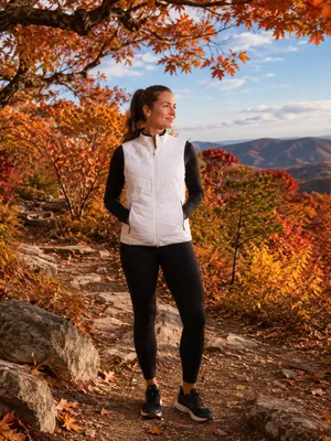 Athleta Insulated Flurry PrimaLoft Vest White Black M 383708 Quilted Hybrid thumbnail 2