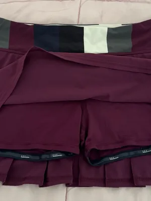 lululemon Run Pace Setter Skirt skort in plum pow stripe, size 8 pleated back thumbnail 8