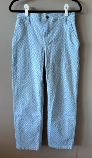 Hollister Women's Blue Checkered High Rise Utility Dad Pants Size 26/3 Regular thumbnail 1