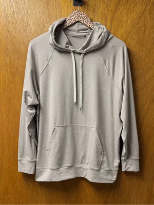 Vuori Halo Oversized Long Sleeve Pullover Hoodie Oatmeal Heather Beige Tan Small thumbnail 14