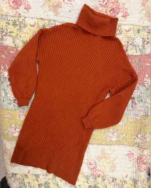 Women's Ribbed Orange Sweater dress thumbnail 1