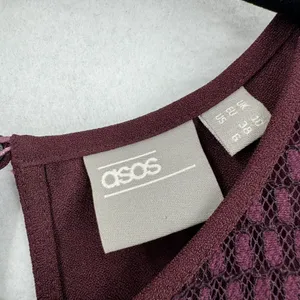 ASOS Burgundy Lace Jumpsuit Women US 6 Crochet Mesh Bodice Tapered Leg Formal thumbnail 9