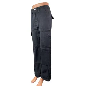 Zara Women's Black High Waisted Wide Leg Utility Cargo Trousers Pants Size 4 thumbnail 3