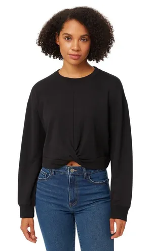 TenTree Black Twisted Front Long Sleeve Crew Neck Cropped Sweatshirt size Large thumbnail 1