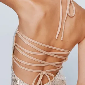 Nasty Gal New Sequin Lace Up Back Midi Dress‎ thumbnail 4