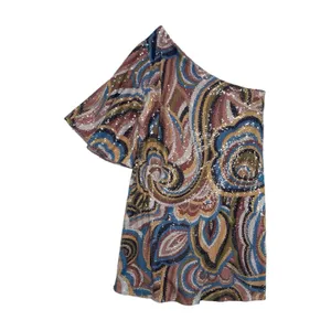 Vintage DejaVu Mini Dress Womens Small Pink Paisley Sequined Glam Cocktail 80's thumbnail 6