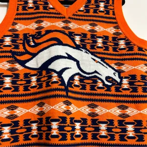 Denver Broncos NFL Aztec Print Orange Sweater Vest Medium Football Fall Preppy thumbnail 3
