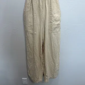 Universal Thread Women's XS Smocked Linen Maxi Jumpsuit Beige‎ Boho Lagenlook thumbnail 8