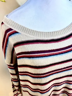 💥Free People Beach Road Trip Alpaca Blend Striped Boxy Sweater Sz S💛 thumbnail 7