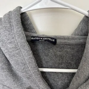 Brandy Melville Heather Gray Cropped Hoodie thumbnail 2
