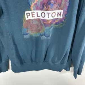 PELOTON Turquoise Full Zip Hoodie Sweatshirt Size‎ Large Flower Athletic Workout thumbnail 10