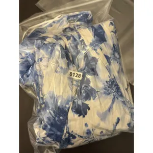 Abercrombie & Fitch Elan Drop Waist Strapless Dress Small Tall Blue White Floral thumbnail 8