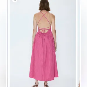 Pistola Sadee Open Back Midi Dress Magenta Pink Stripe Cotton Summer Sundress L thumbnail 5