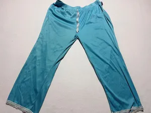 dELiA*s Women’s Pajama Pants Size Large Turquoise Blue Lace Trim Drawstring thumbnail 1