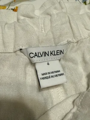 Calvin Klein White Linen Shorts Beach thumbnail 4