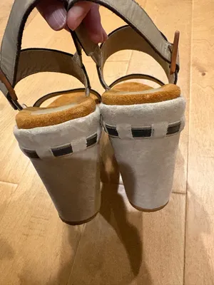 Donald J. Pliner Sportique Kerry wedge platform sandals beige leather sz 8 thumbnail 5