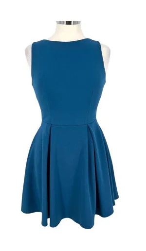 B. Darlin Teal Fit and Flare Preppy Sleeveless Mini Dress Peacock Blue Size 6 thumbnail 1