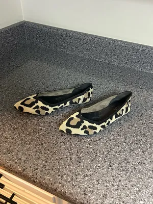 MIA Leopard Knit Pointed Toe Flats - Black & Tan thumbnail 2