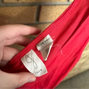 Joie 100% Linen Sleeveless Midi Dress With Pockets Size 8 Red Stretch Waist thumbnail 2