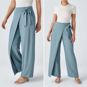 Halara Flex High Waisted Tie Side Wide Leg Work Pants Blue Wrap Size Medium thumbnail 5