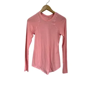 Lululemon‎ Pink Honeycomb Long Sleeve Performance Athletic Top Size 4 thumbnail 2
