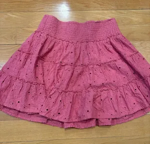 American Eagle Outfitters Pink Eyelet Tiered Mini Skirt thumbnail 1