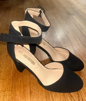 Dream Pairs Black Ankle-Strap Mid Pumps with Block Heel sz 10 NEW thumbnail 1