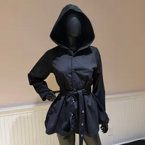 Drop Shoulder Jacket Coat Trench Cardigan Blouse Loose Slim Waist Bomber Top thumbnail 3