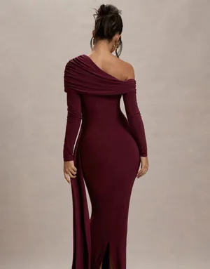 Club L London Maxi Dress Burgundy Red thumbnail 2
