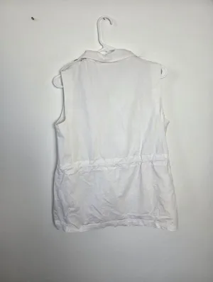 100% Cotton White Utility Vest Lightweight Gorpcore Hiking Outdoor Medium thumbnail 9