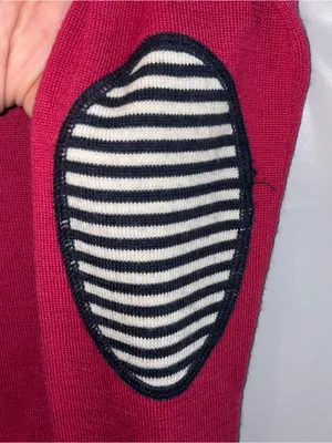 Ariat Sweater Women’s Small Pink Merino Wool Equestrian Elbow Patches V-Neck thumbnail 6