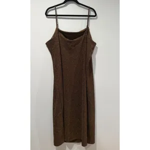 NEW H&M Dress XL Brown/Bronze 90s Friends Shimmer Stretch Minimal Whimsigoth thumbnail 2